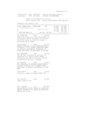 Formularul F3 Obiectivul: 0119 45310000 Alim.en.el ... - Radiocom