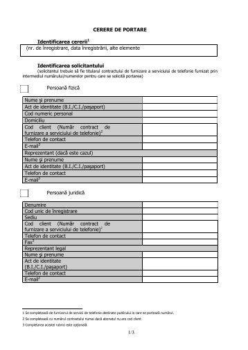 1/3 CERERE DE PORTARE Identificarea cererii1 (nr. de ... - Radiocom