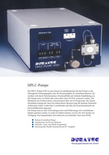 HPLC-Pumpe 0102 - DURATEC Analysentechnik GmbH