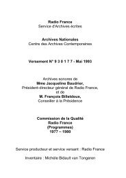 Versement Archives nationales nÂ°19930177 - Radio France