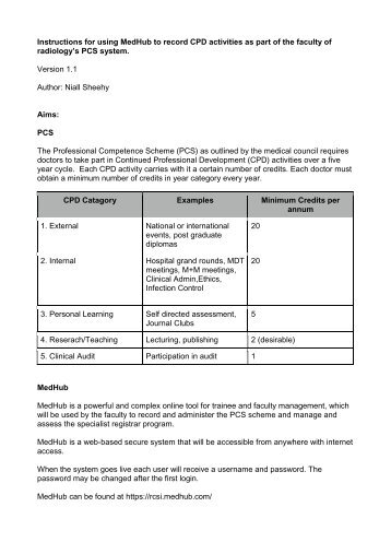 Instructions for using MedHub to record CPD activities as part of the ...