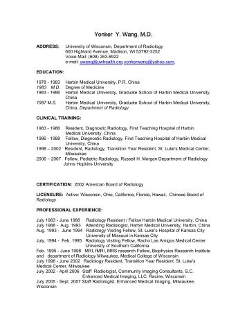Yonker Y. Wang, M.D. - Department of Radiology