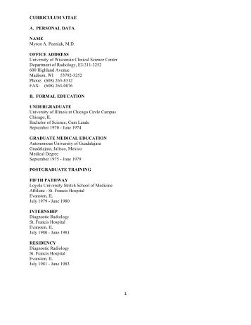 CURRICULUM VITAE A. PERSONAL DATA NAME Myron A ...