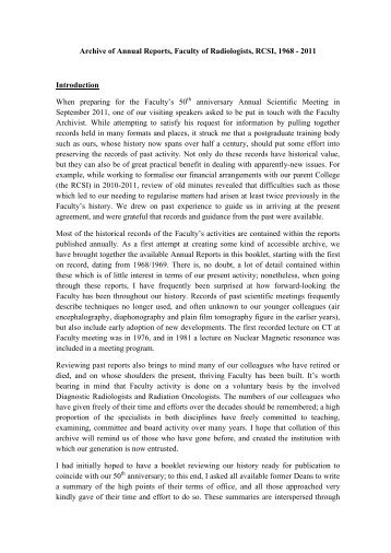 Combined Annual Reports 1968-2010 - Faculty of Radiologists