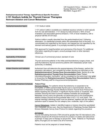 I-131 Sodium Iodide for Thyroid Cancer Therapies - Department of ...