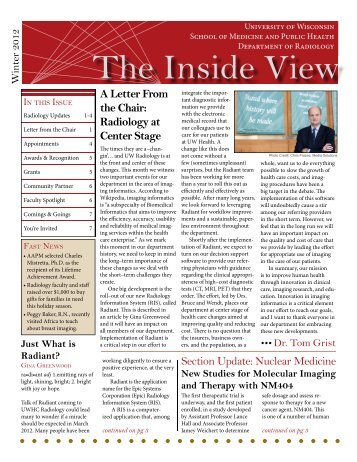 The Inside View - Department of Radiology - University of Wisconsin ...
