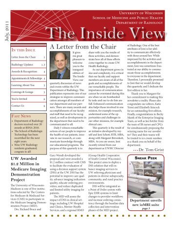 The Inside View - Department of Radiology - University of Wisconsin ...