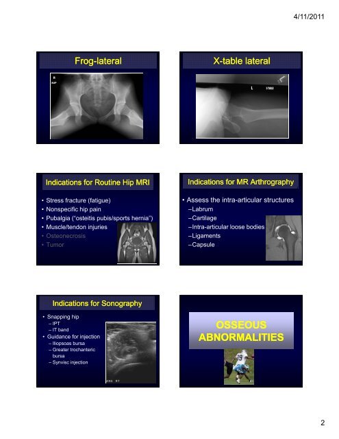 Imaging Hip Problems in Athletes - University of Wisconsin-Madison