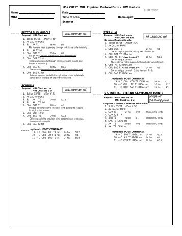 MSK MRI Protocol CHEST MRI
