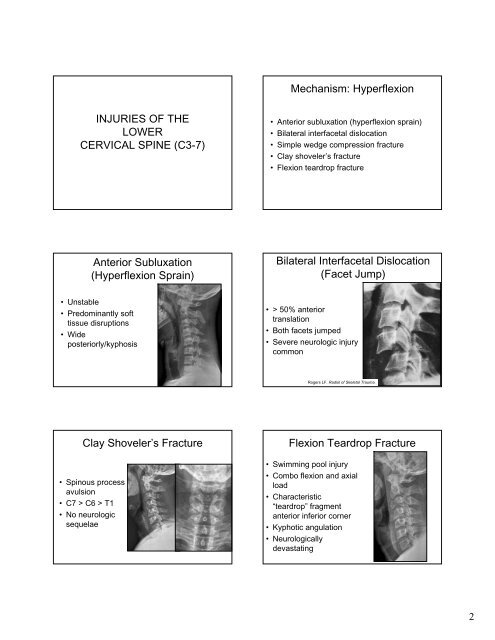 TRAUMA OF THE CERVICAL SPINE - Department of Radiology