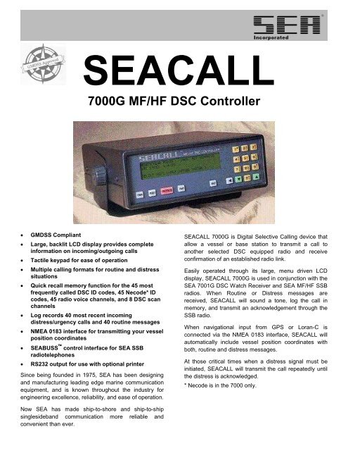 SEACALL 7000G MF/HF DSC Controller