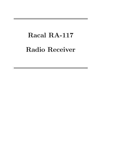 Racal RA-117 Radio Receiver - QSL.net