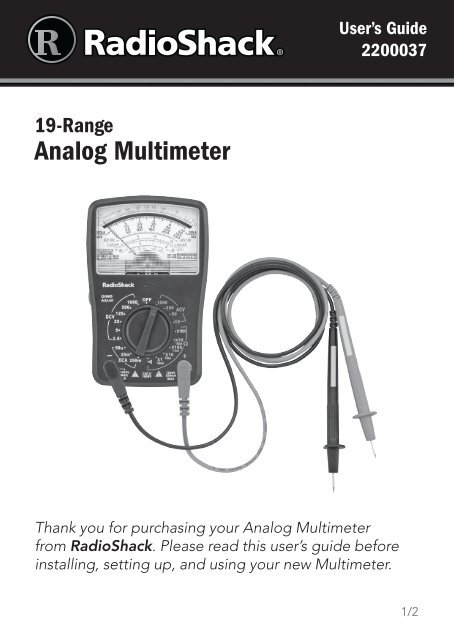 RadioShack 19-Range Analog Multimeter (User's Guide)
