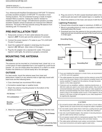 Amplified Omnidirectional VHF/UHF TV Antenna PRE ... - Radio Shack