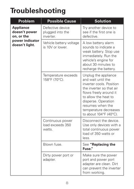 350W High Power Inverter (User's Guide) - Radio Shack