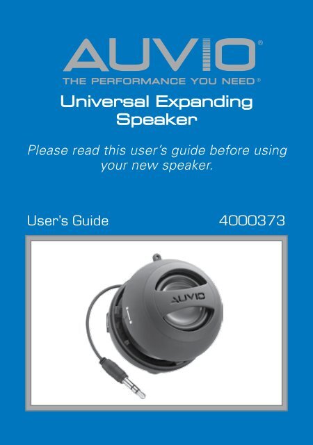 Auvio Universal Expanding Speaker User S Guide Radio Shack