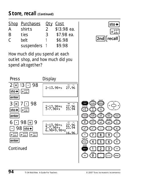 Texas Instruments TI-34 MultiView? Scientific ... - Radio Shack