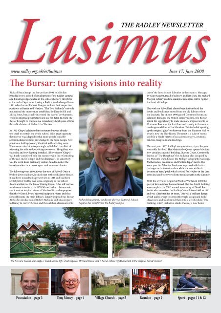 The Bursar: turning visions into reality - Radley College