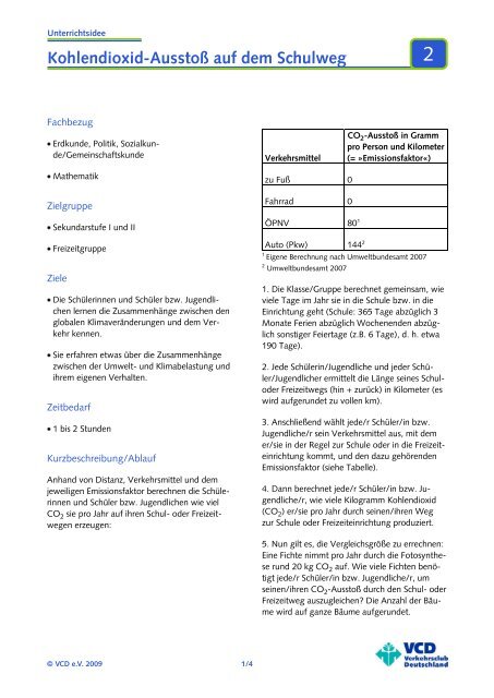 Kohlendioxid-AusstoÃ auf dem Schulweg - RADschlag-info