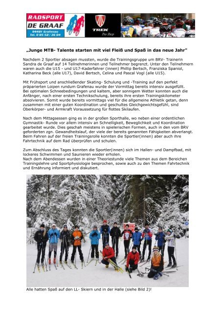 Wintertraingslager am BRV-StÃ¼tzpunkt Grafenau - Radsport de Graaf