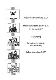 Radsportbezirk Lahn e.V. Jahresberichte 2006