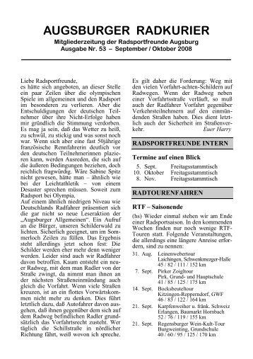 Nr. 53: September/Oktober 2008 - Radsportfreunde Augsburg eV