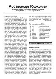 Nr. 16: Juli/August 2002 - Radsportfreunde Augsburg eV