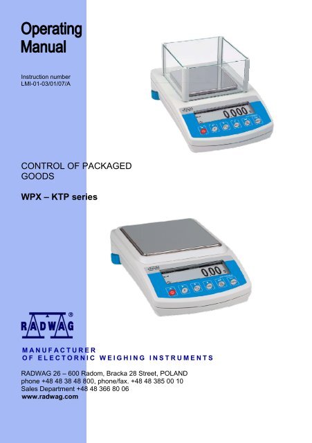 Radwag -WTC-600 Basic Precision Balance, 600 G Capacity