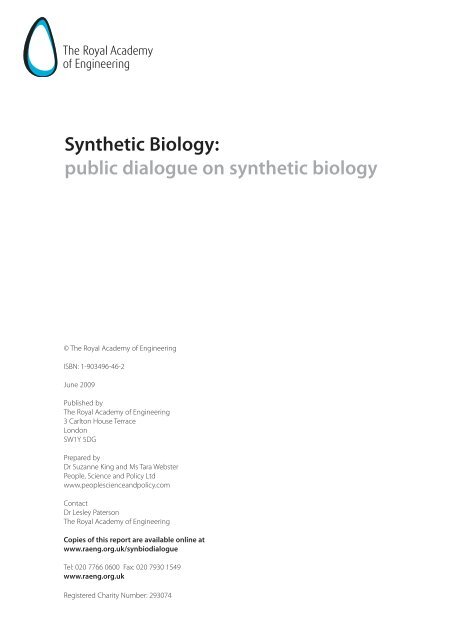 Synthetic Biology: Public dialogue on synthetic biology