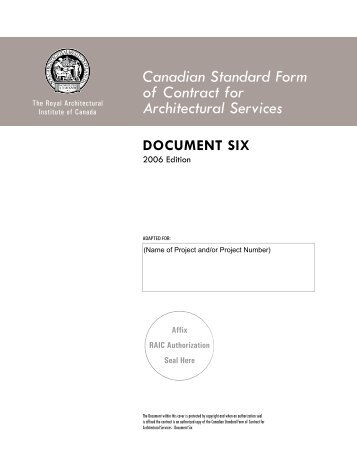 Document Six - Cover & TOC - Royal Architectural Institute of Canada