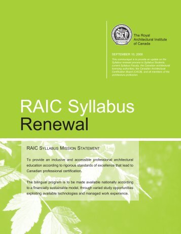 RAIC Syllabus Renewal - Royal Architectural Institute of Canada