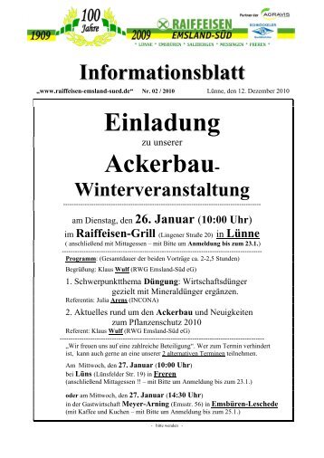 Ausgabe 02/2010 (Januar) - Raiffeisen Emsland-SÃ¼d