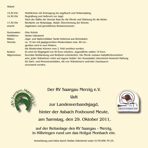 Einladung - Asbach Foxhounds Schleppjagdverein e. V.