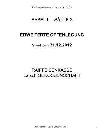 BASEL II – SÄULE 3 ERWEITERTE OFFENLEGUNG ... - Raiffeisen