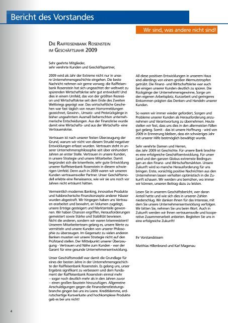 GeschÃ¤ftsbericht 2009 - Raiffeisenbank Rosenstein eG