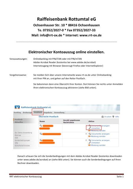 Beschreibung elektronischer Kontoauszug - Raiffeisenbank ...