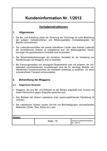 Kundeninformation Nr. 1/2012 - DB Schenker Rail