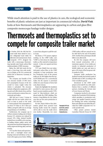 Thermosets and thermoplastics set to compete for composite ... - AVK