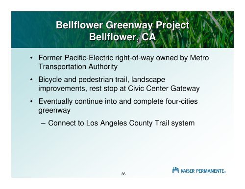 Kaiser Permanente Community Health Initiative - Rails-to-Trails ...