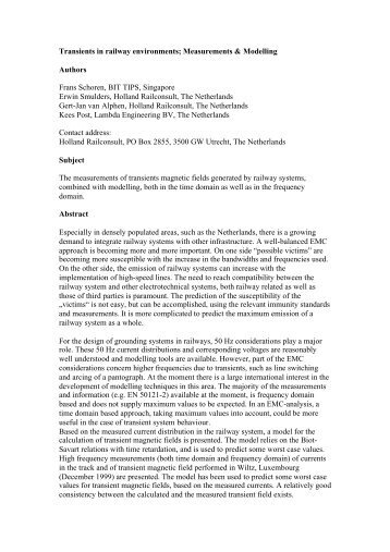 Transients in railway environments; Measurements & Modelling ...