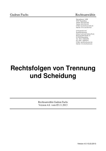 Rechtsfolgen von Trennung und Scheidung - Fuchs Gudrun