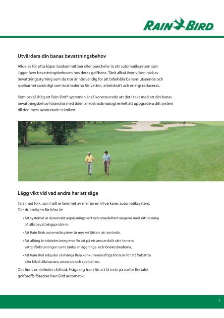 Automatiksystem fÃ¶r golf - Rain Bird irrigation