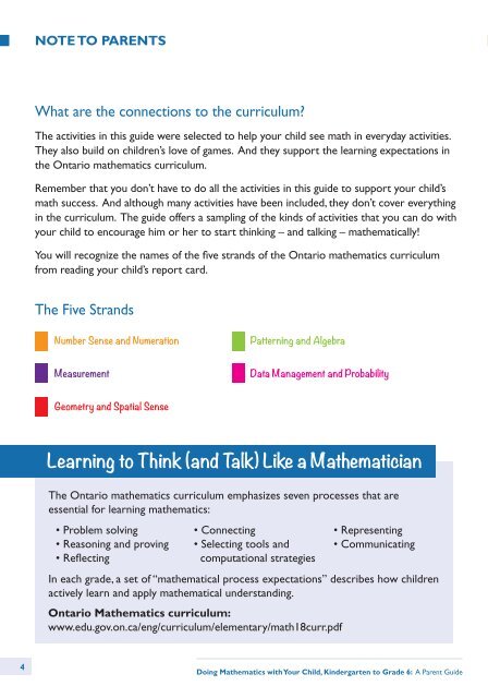 Doing Mathematics with Your Child, Kindergarten to ... - EduGains