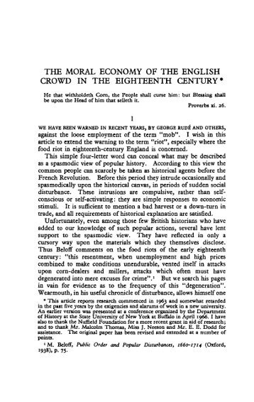 THE MORAL ECONOMY OF THE ENGLISH CROWD IN ... - Libcom