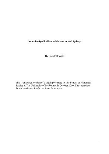 Anarcho-Syndicalism in Melbourne and Sydney By Conal ... - Libcom