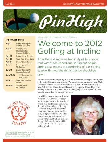 Welcome to 2012 Golfing at Incline - Golf Fusion