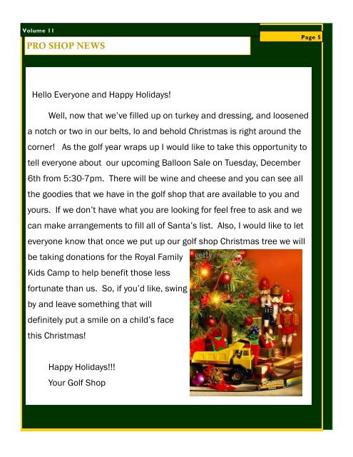 December 2011 Newsletter - Golf Fusion