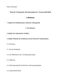 Rhetorik, Textlinguistik, Übersetzungstheorie ... - Rainer Kohlmayer