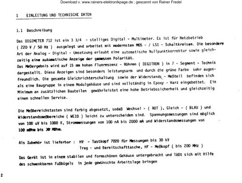 Digimeter 712 - PDF - Rainers - Elektronikpage