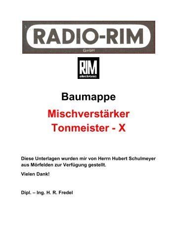 Baumappe MischverstÃ¤rker Tonmeister - X - Rainers - Elektronikpage